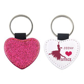 Heart Pink Glitter - PU Leather Keyring